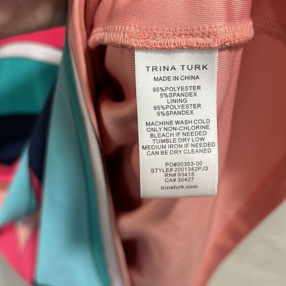 Trina Turk Dolman Sleeve Vibrant Geometric Print Dress Size 2 - Picture 7 of 8